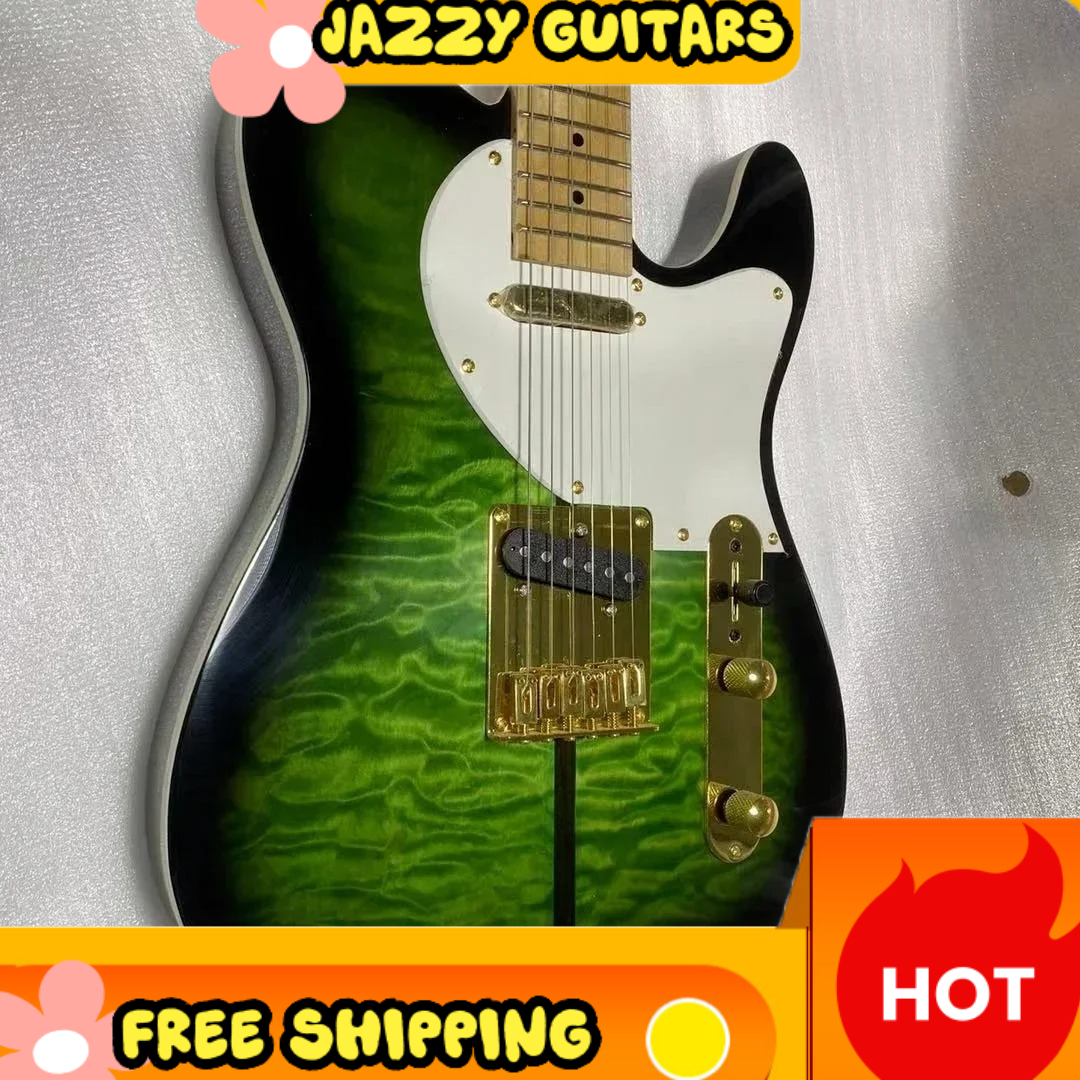 Musical Instrument Mandolin - Green Black Burst Quilted Maple Top